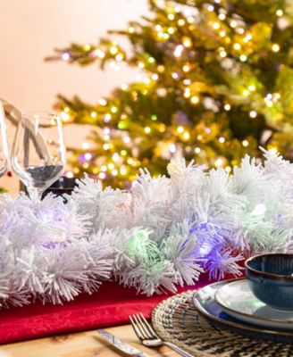 Pre-Lit Snow Flocked White Pine Christmas Garlands, Set of 2
