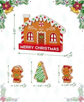 Wooden Christmas Gingerbread House Table D&eacute;cor, Set of 4
