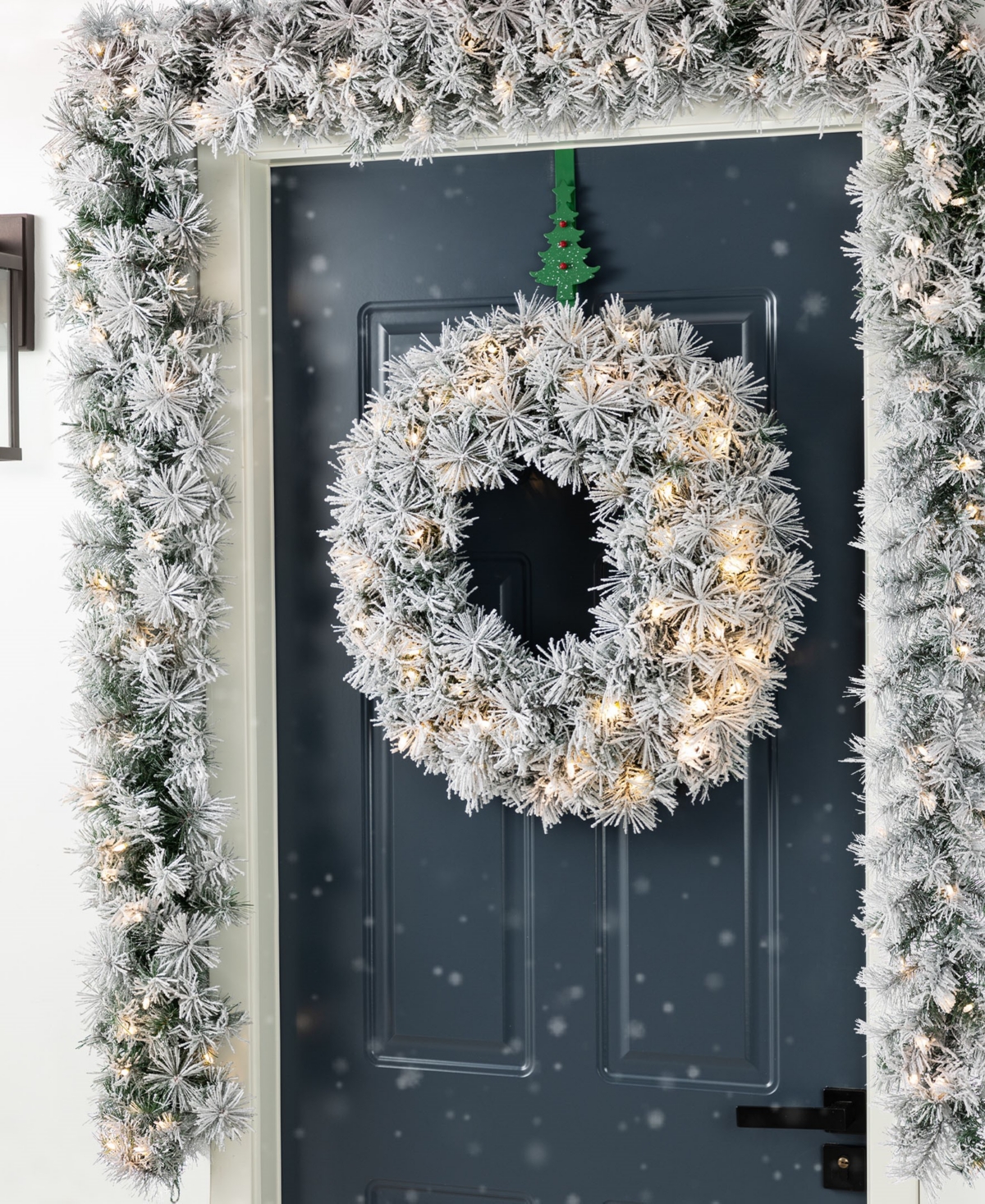Glitzhome Pre-lit Snow Flocked Greenery Pine Christmas Garlands, Set Of 4 In Multi