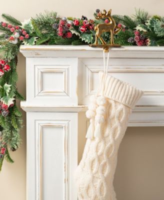 Knitted Christmas Stockings with Pompon Tassel, Set of 2