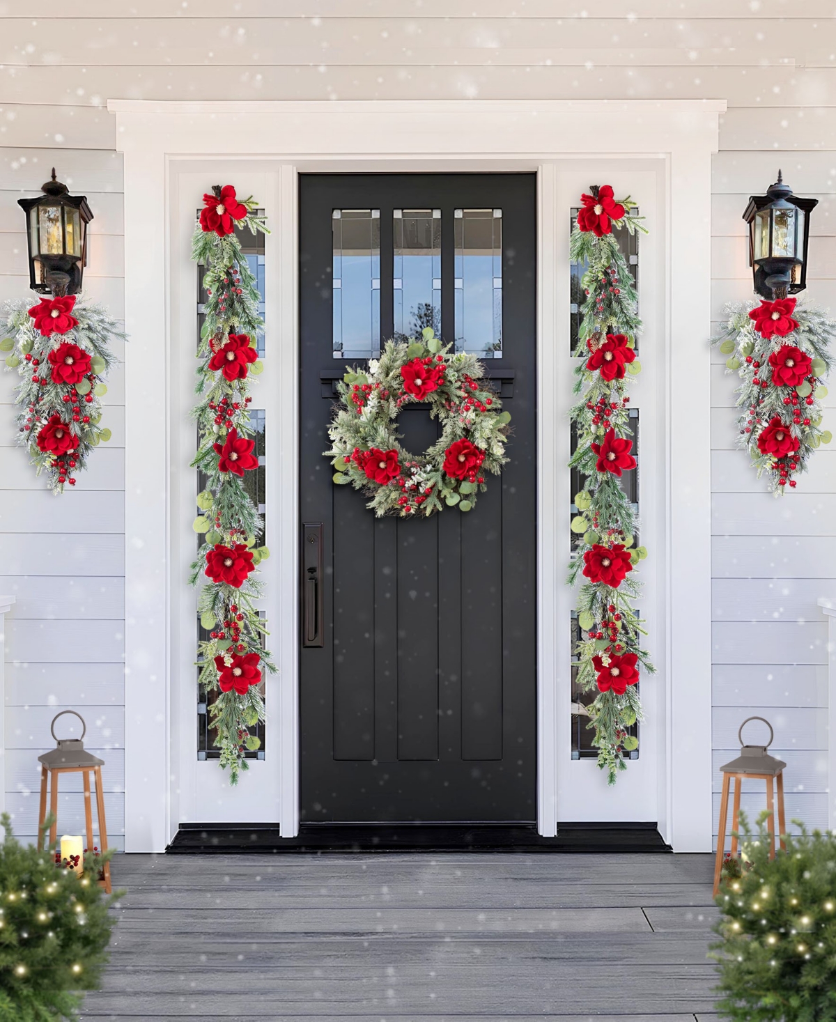 Glitzhome Christmas Mangnolia Berry Garlands, Set Of 2 In Multi