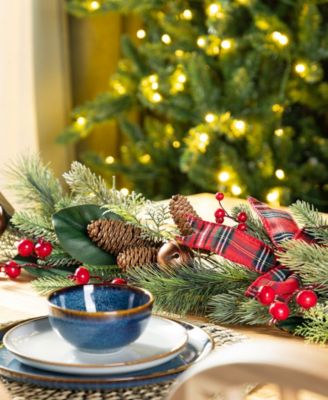 Christmas Bell Pinecone and Berry Bow Garlands, Set of 2