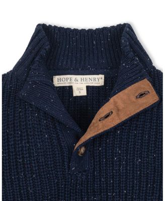 Little and Big Boys' Organic Mock Neck Cardigan Stitch Sweater