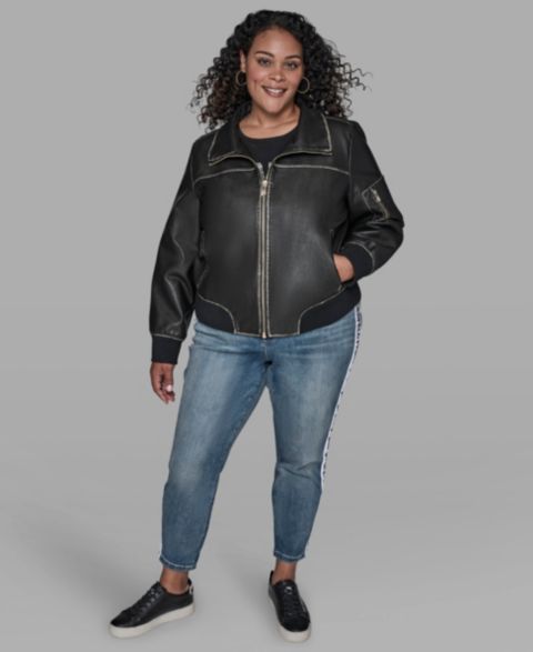 Женские куртки KARL LAGERFELD PARIS Plus Size Zip Up Jacket