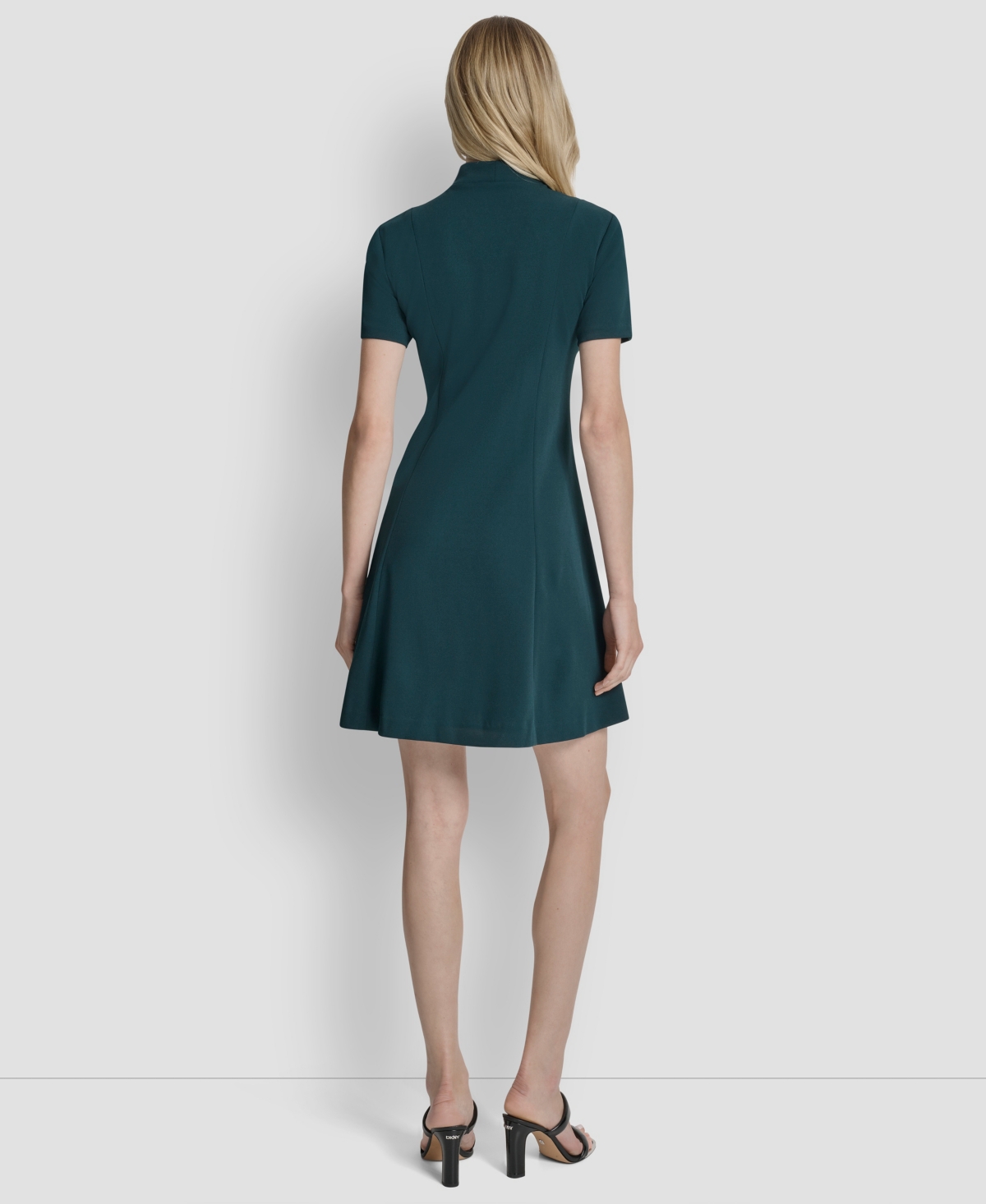 Dkny Women's Metal Zip Fit & Flare Dress In Blue