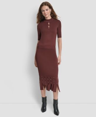 Women's Grommet Mock Neck Sweater