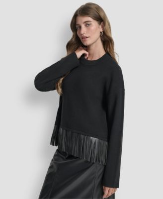 Women's Long Sleeve Fringe Hem Sweater