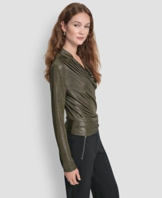 Women's Long Sleeve Heather Cowl Neck Top