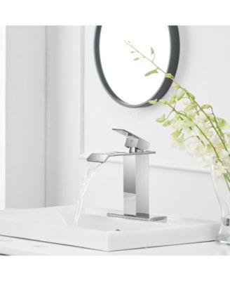 Waterfall Single Handle Single Hole Modern Drip-Free Lavatory RV Sink Bathroom Faucet