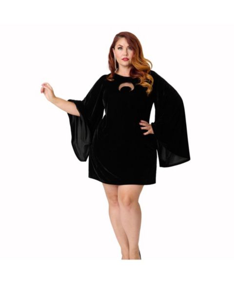 Женское платье Smak Parlour Plus Size Angel Sleeve Downtown Scene Mini Fit and Flare, цвет: Чёрный