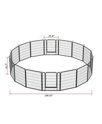 16 Black Panels 31.7 in H. Heavy Duty Metal Pet Exercise Pen with Door for Outdoor, Indoor
