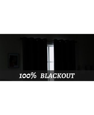 100% Blackout Cotton Blend Thermal Grommet Curtains, 2 Panels