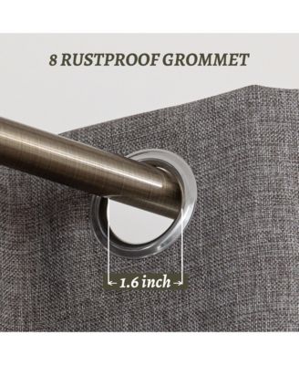 100% Blackout Linen Texture Curtains with Grommet Top, 2 Panels