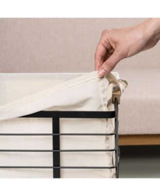 Callan Vintage Industrial Handmade Set of 3 Wire Metal Nesting Storage Baskets with Wood Handles