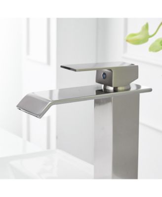 Waterfall Single Hole Single-Handle Low-Arc Bathroom Faucet With Pop-up Drain Assembly in Brushed Nickel