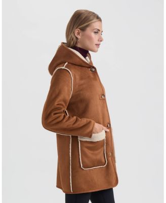 Women's Hooded Shearling Coat