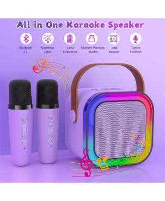 Mini Karaoke Machine for Kids, Haomuren Portable Speaker with 2 Wireless Microphones, Christmas Birthday Gifts Girl Singing Karaoke Machine for 3-12+ Year Old, 2025 Karaoke Gifts for Girls (Purple