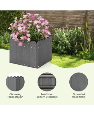 2 Pack Square Planter Box Weather-Resistant HDPE Flower Pot Garden Bed