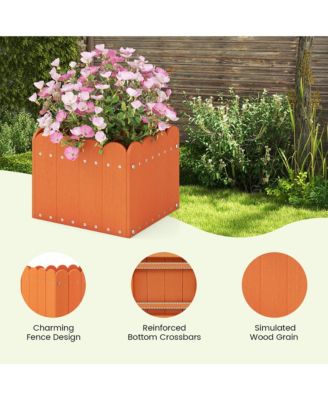 2 Pack Square Planter Box Weather-Resistant HDPE Flower Pot Garden Bed