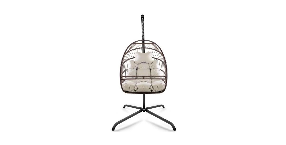 Flynama 350lb Capacity Wicker Egg Hanging Chair with Stand Removable Guardrail and Cup Holder