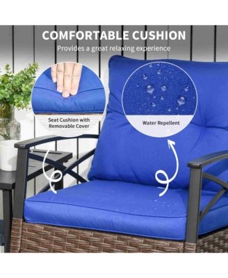 3pc Rocking Chair Set w/ Cushions, Wicker Bistro Set,