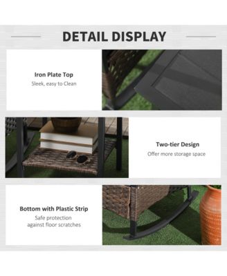 3pc Rocking Chair Set w/ Cushions, Wicker Bistro Set, Dark