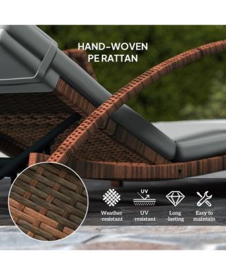 Wicker Outdoor Chaise Lounge Chair Set, 5 Adjustable Back,