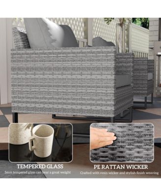 3PCS Patio Furniture Set Wicker Bistro Set with Cushions,