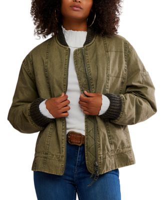 Free People - Women's Jax Washed Bomber Long Sleeve Jacket