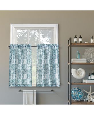 Greco Mosaic Semi-Sheer Rod Pocket Kitchen Curtain Tier Pair