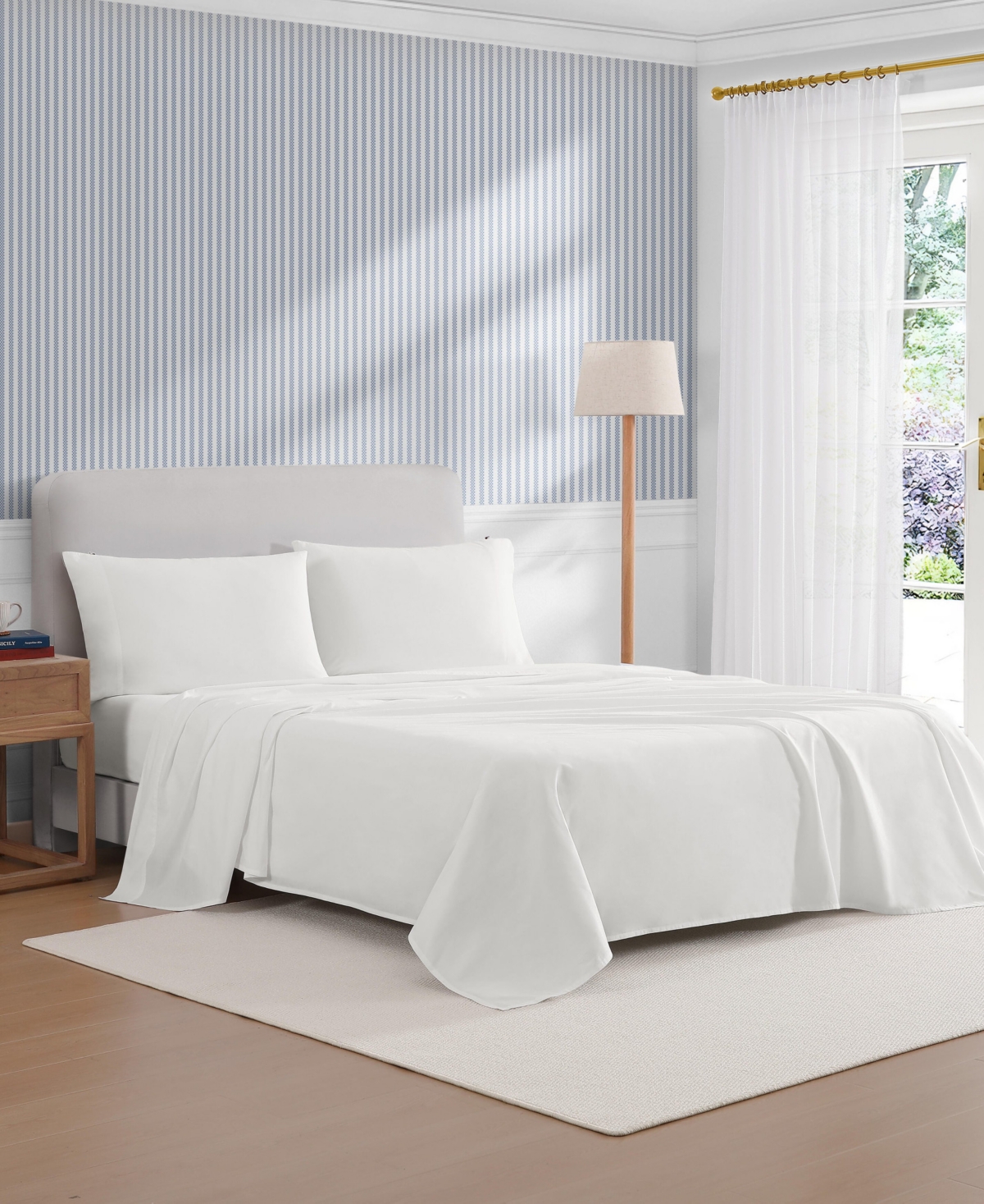 Tommy Hilfiger Performance Cooling Solid 180-thread Count Cotton 4-pc. Sheet Set, King In White
