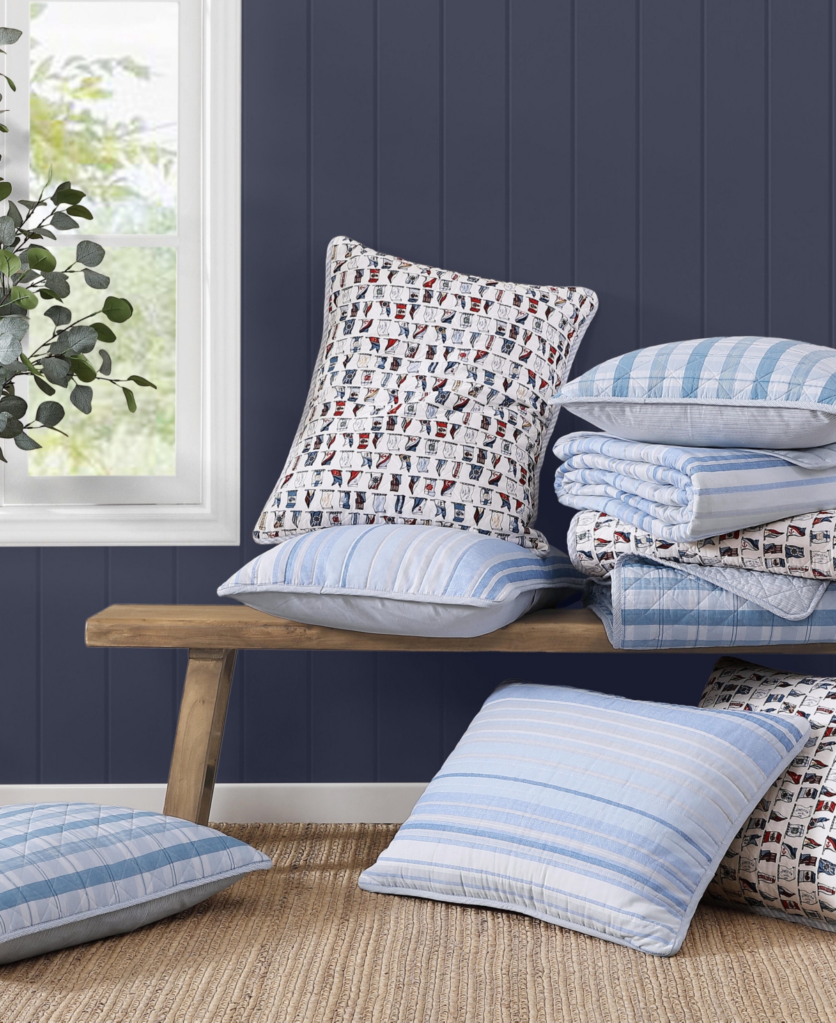 Tommy Hilfiger Bold Stripe Textured Cotton Reversible 3-pc. Quilt Set, Full/queen