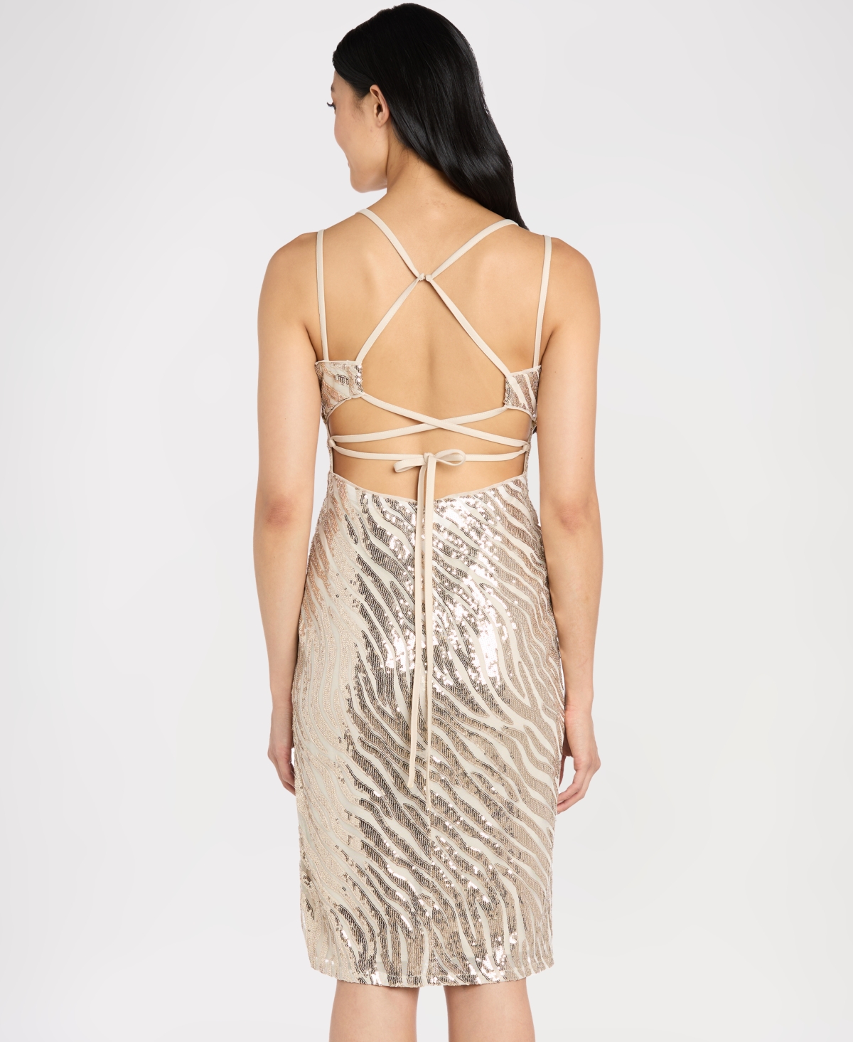 Morgan & Company Juniors' Double Strap Tie Back Dress In Gold