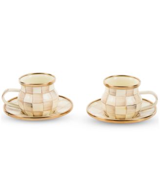MacKenzie-Childs - Mocha Check Espresso Cup & Saucer Set