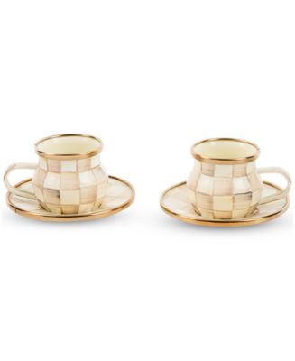 MacKenzie-Childs Mocha Check Espresso Cup & Saucer, Service for 2 - Macy's