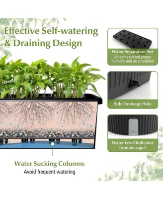 2 Pack Garden Planters w/ Trellis Adjustable Height & Self-watering System 12'' x 58.5''