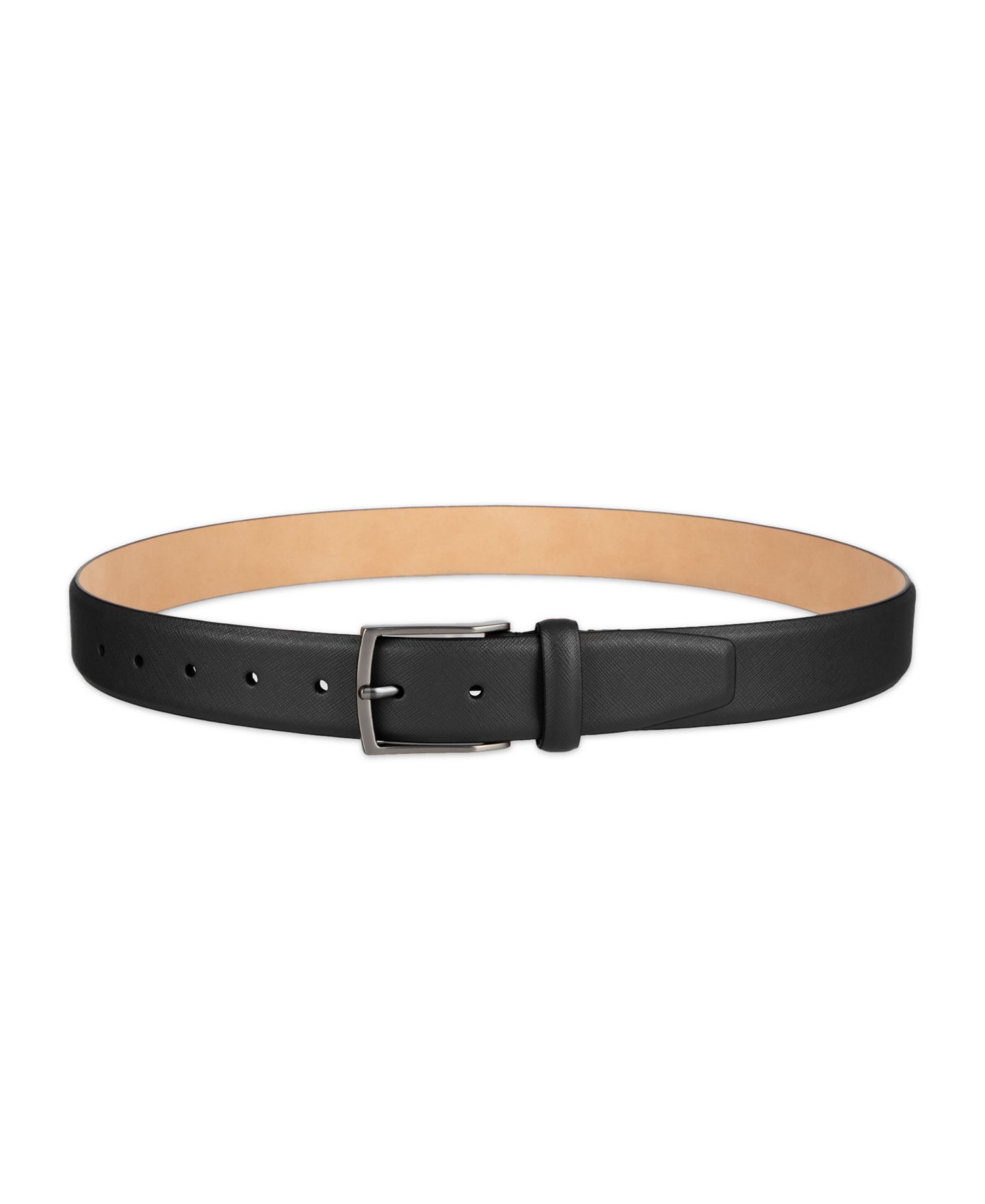 Мужской ремень Alfani Modern Feather Edge Saffiano Leather Dress Belt, цвет: Чёрный — фото 3
