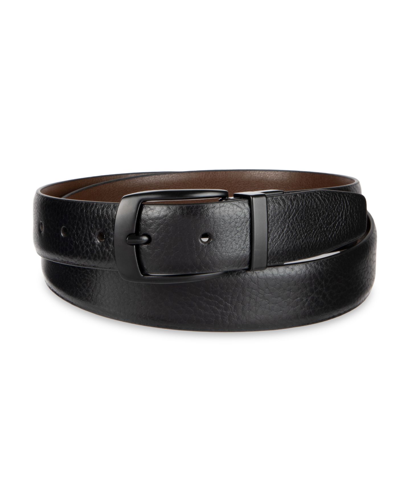 Мужской ремень Alfani Reversible Textured Leather Belt, цвет: Чёрный / Коричневый — фото 1