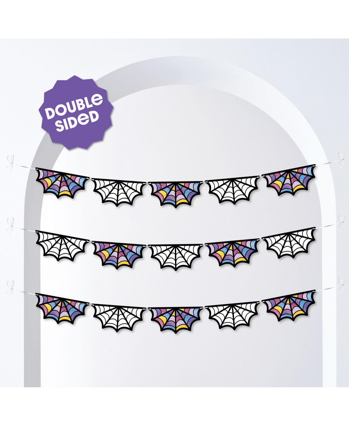 Big Dot of Happiness Goth Girl Garland Banner, 15 Feet of Cord, 15 Paper Stained Glass Window Shapes