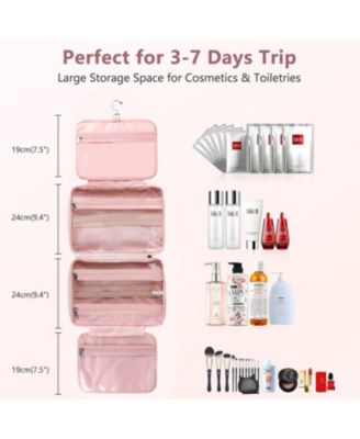 Travel Toiletry Bag,Hanging Toiletry Bags for Traveling Women, Water-resistant Makeup Cosmetic Bag Travel Organizer for Accessories, Shampoo, Full-size Container, Toiletries