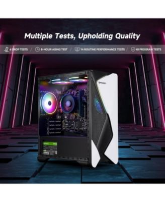 Prebuilt Gaming PC - AMD Ryzen 7 5700G, 16GB RAM, 1TB Gen4 SSD, Radeon Graphics, Windows 11 Home - White & Black Ready for Gaming