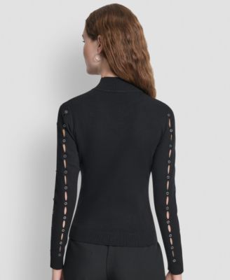 Women's Grommet Long Sleeves Sweater