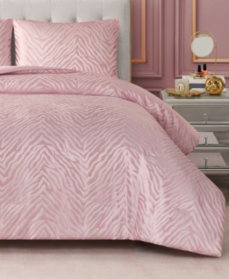 Juicy Couture Sparkle Zebra Jacquard Comforter Set In Pink