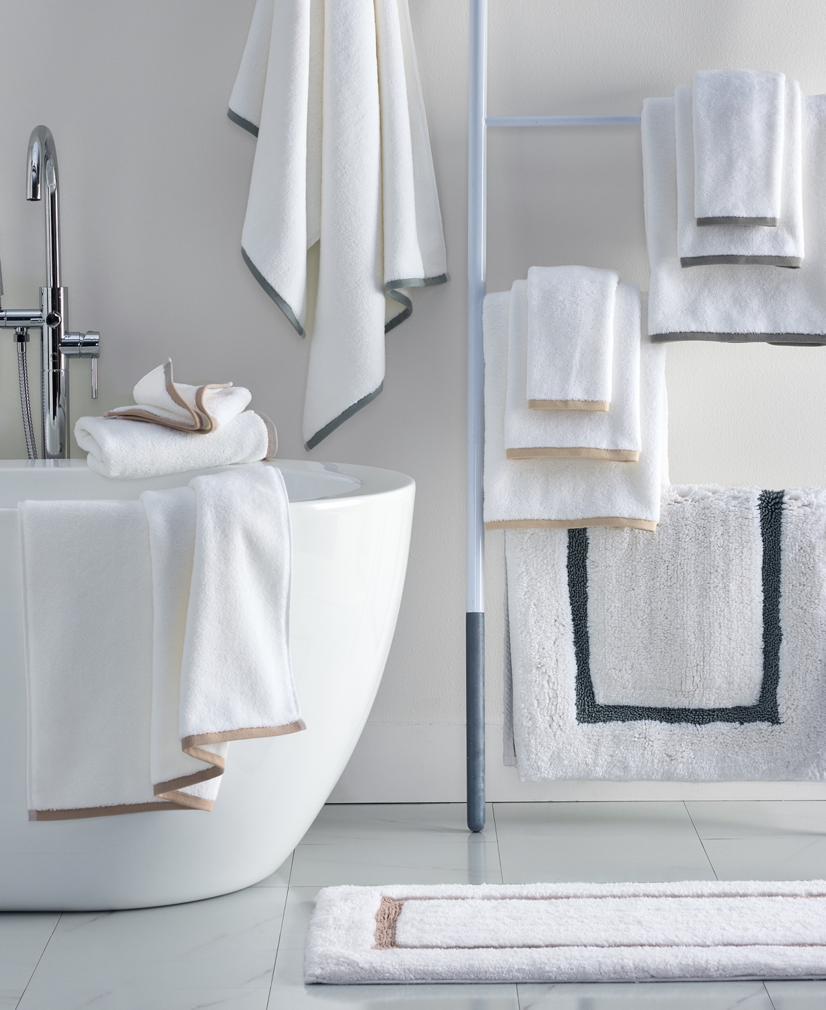 Hotel Collection Linea Cotton Bath Towel, 30" X 56" In White