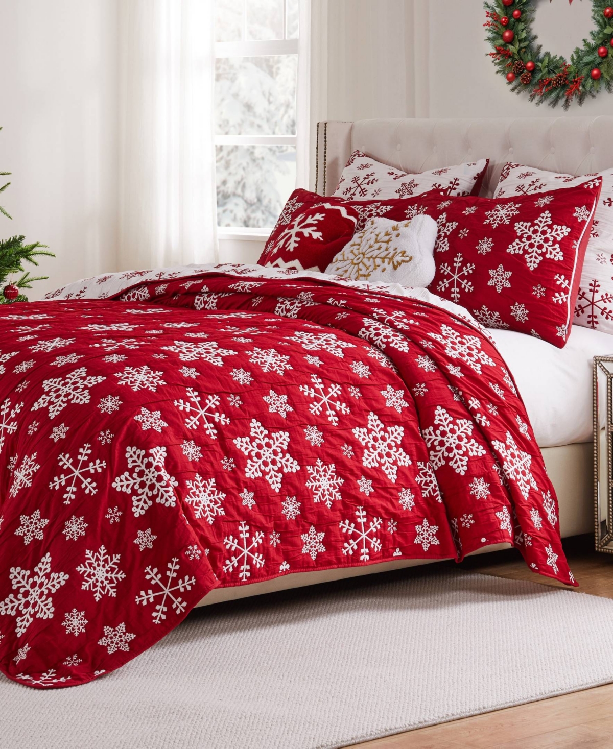 Greenland Home Fashions Snowflakes Holiday Matelasse 2-pc. Coverlet Set, Twin In Red