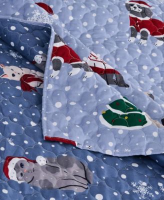 Winter Whiskers Holiday 3-Pc. Quilt Set, King