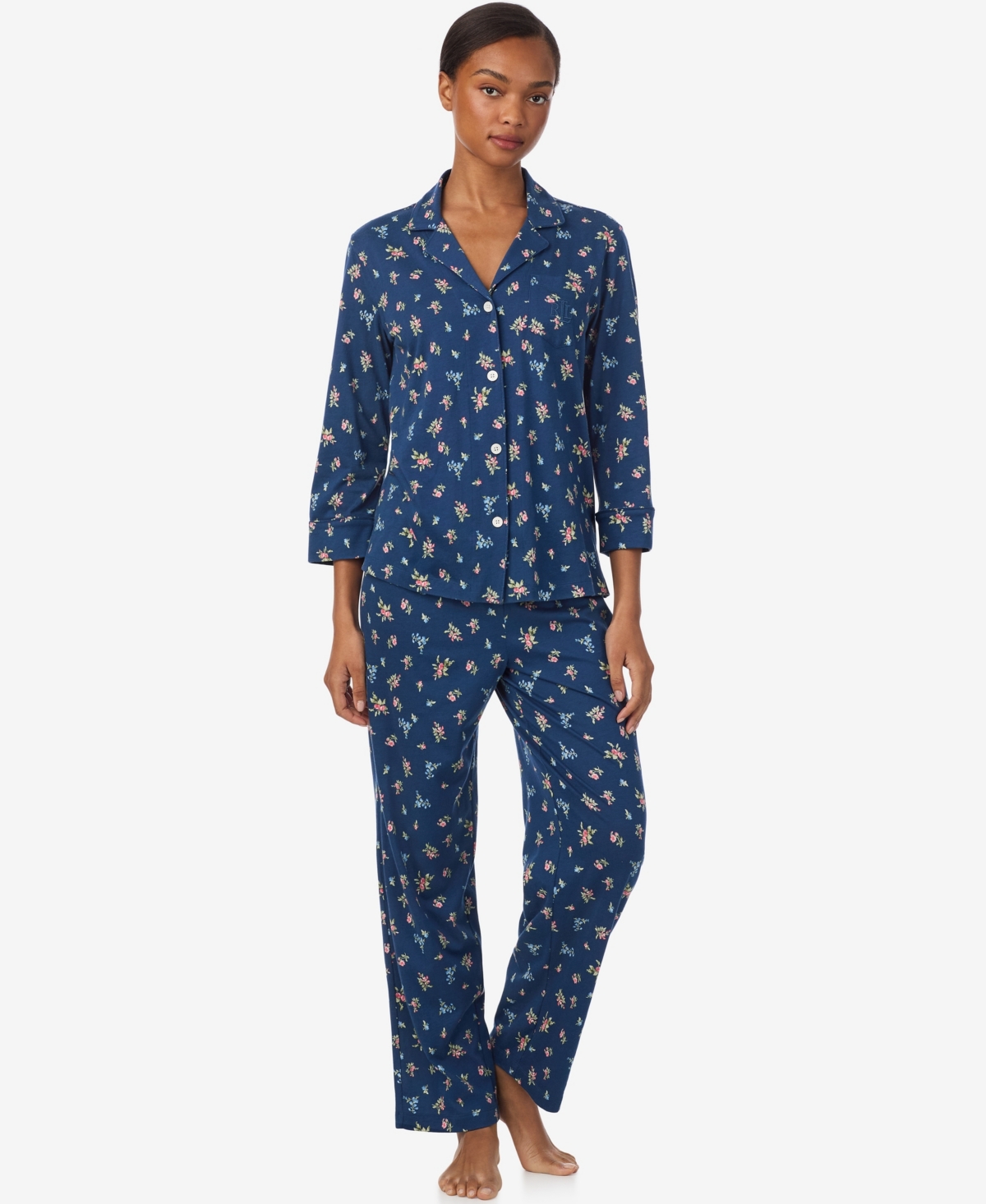 Ralph Lauren Floral Cotton-blend Jersey Sleep Set In Multi