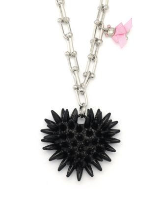 Faux Stone Spiky Heart Pendant Necklace