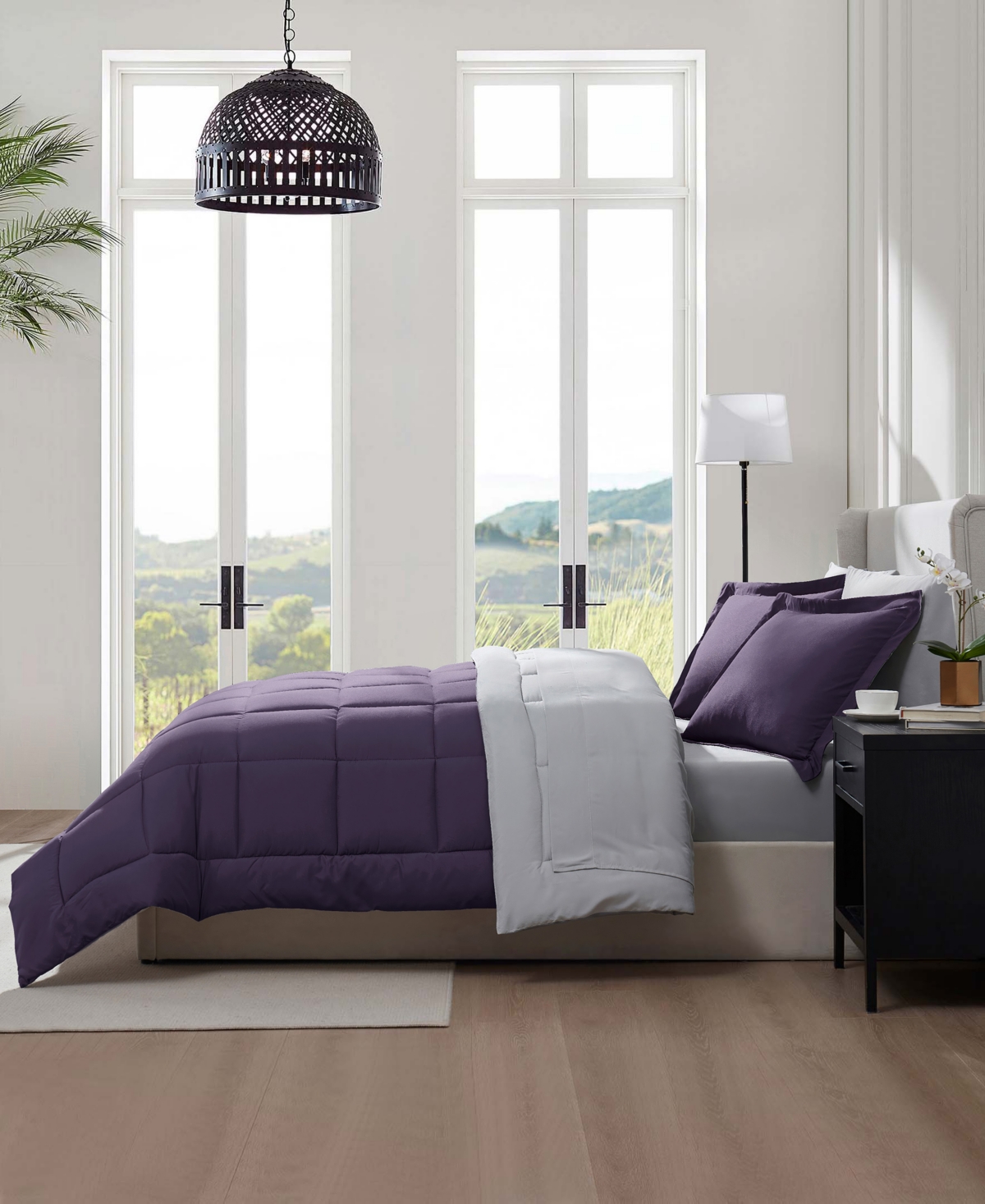 Nestl Luxury Soft Reversible 7-pc. Comforter Set, King In Purple