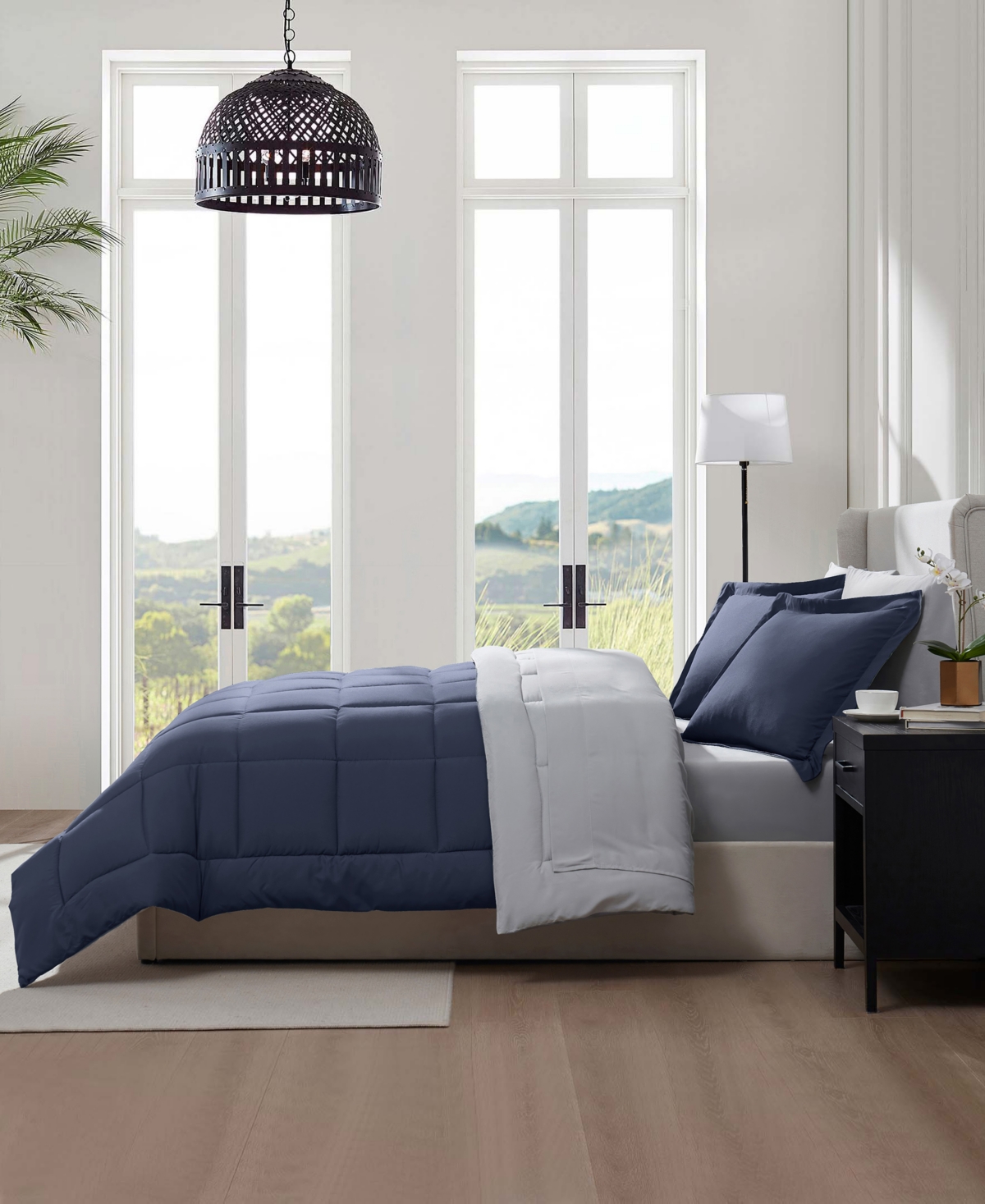 Nestl Luxury Soft Reversible 7-pc. Comforter Set, California King In Blue